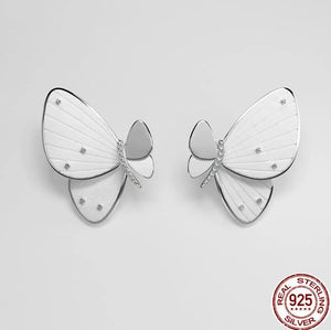 925 Silver 3D Butterfly Stud Earrings Women Fine Jewelry Party Gift