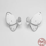 925 Silver 3D Butterfly Stud Earrings Women Fine Jewelry Party Gift