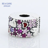 925 Silver Hearts of Love Charms Beads Women Bracelet DIY