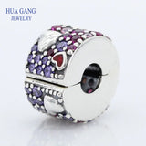 925 Silver Hearts of Love Charms Beads Women Bracelet DIY
