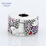 925 Silver Hearts of Love Charms Beads Women Bracelet DIY