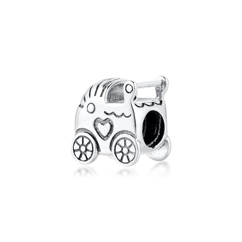 925 Sterling Silver Baby Carriage Vintage Charm for Bracelet Beads