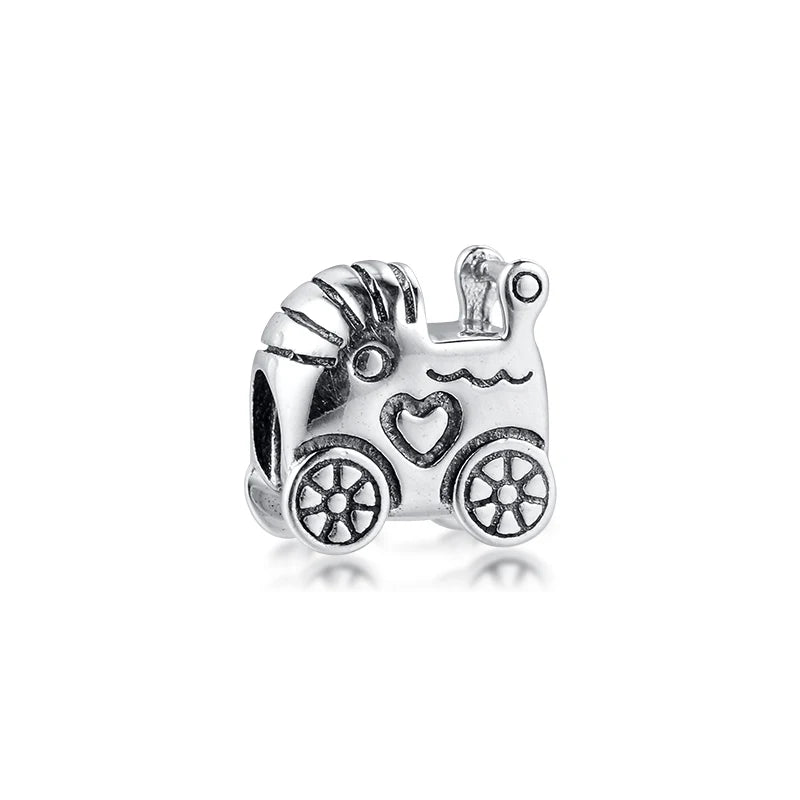 925 Sterling Silver Baby Carriage Vintage Charm for Bracelet Beads