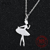 925 Silver Ballerina Pendant Necklace Women Dancers Accessories
