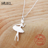 925 Silver Ballerina Pendant Necklace Women Dancers Accessories