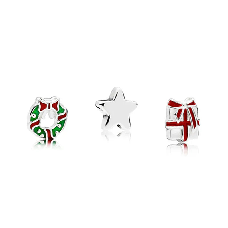 925 Silver Fish Shell CZ Charms Set of 3 Trinkets Heart Locket Pendant