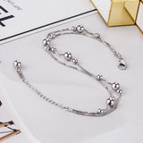 925 Silver Beach Foot Anklet Bohemian Double Chain Anklets Summer Bracelet