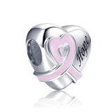 925 Silver Heart Shape Belt Pink Charms for Bracelet DIY Jewelry