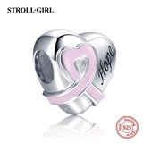 925 Silver Heart Shape Belt Pink Charms for Bracelet DIY Jewelry