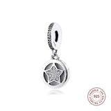 925 Silver Friendship Star Dangle Charms for Bracelet DIY Jewelry Gift