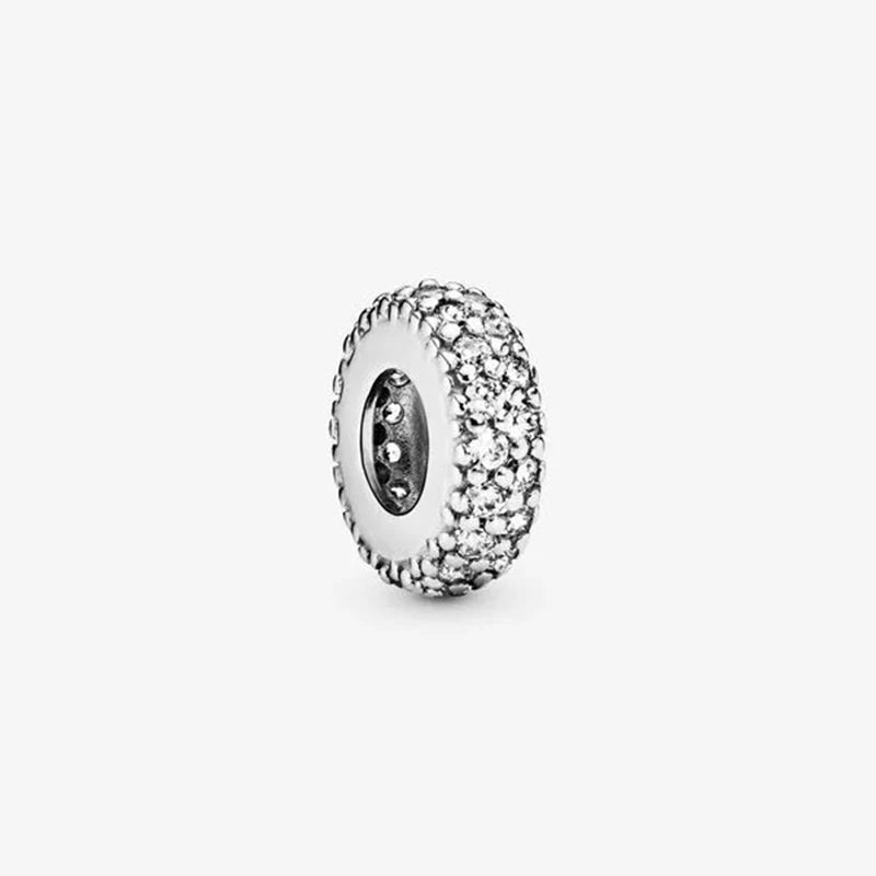 925 Silver Clear CZ Spacer Charm Bead for Bracelet