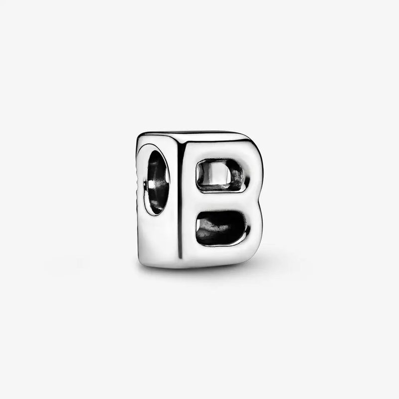 925 Sterling Silver Letter B Alphabet Charm for Women DIY Jewelry