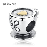925 Sterling Silver Love Coffee Cup Bead for Bracelets Jewelry Making