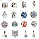 Sterling Silver Pave CZ Christmas Charms - Set of 5