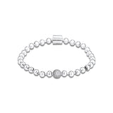 925 Silver Beads & Pave Chain Bracelet Jewelry