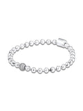 925 Silver Beads & Pave Chain Bracelet Jewelry