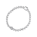 925 Silver Beads & Pave Chain Bracelet Jewelry