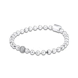 925 Silver Beads & Pave Chain Bracelet Jewelry