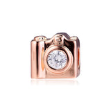 925 Sterling Silver Rose Camera Charm for Bracelet
