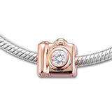 925 Sterling Silver Rose Camera Charm for Bracelet