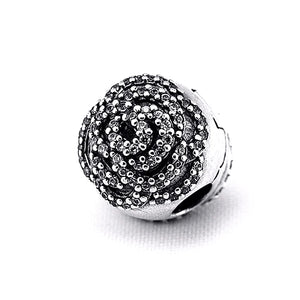 925 Silver Shimmering Rose Clip Charm for Bracelet DIY