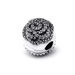 925 Silver Shimmering Rose Clip Charm for Bracelet DIY