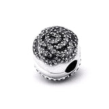 925 Silver Shimmering Rose Clip Charm for Bracelet DIY