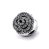 925 Silver Shimmering Rose Clip Charm for Bracelet DIY