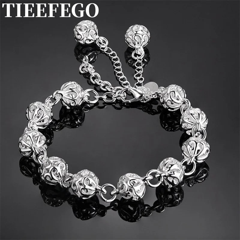 925 Sterling Silver Bracelets Pretty Wedding Party Lady Nice Ball Women Bracelet