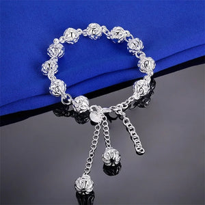 925 Sterling Silver Bracelets Pretty Wedding Party Lady Nice Ball Women Bracelet