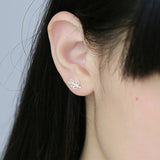 925 Silver Bird Leaf Stud Earrings Women Jewelry pendientes