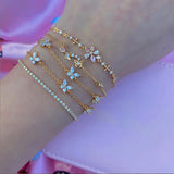 925 Silver Bling Tennis Paper Clip Chain Bracelet