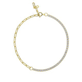 925 Silver Bling Tennis Paper Clip Chain Bracelet