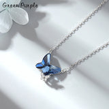 925 Silver Butterfly Crystal Pendant Necklace Charms Cubic Zircon Necklaces
