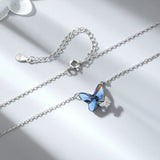 925 Silver Butterfly Crystal Pendant Necklace Charms Cubic Zircon Necklaces
