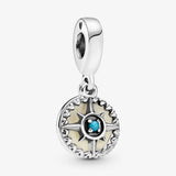 925 Silver Compass Rose Dangle Charm Bead for Bracelet