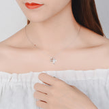 925 Silver Mermaid Tears Necklace Crystal Pendant Women Jewelry