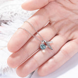 925 Silver Mermaid Tears Necklace Crystal Pendant Women Jewelry