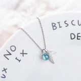 925 Silver Mermaid Tears Necklace Crystal Pendant Women Jewelry