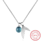 925 Silver Mermaid Tears Necklace Crystal Pendant Women Jewelry