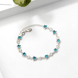 925 Sterling Silver Crystal Star Charm Bracelet for Women