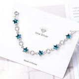 925 Sterling Silver Crystal Star Charm Bracelet Women Wedding Jewelry