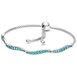 925 Silver Wavy Slider Loved with Golden Hearts Bracelet