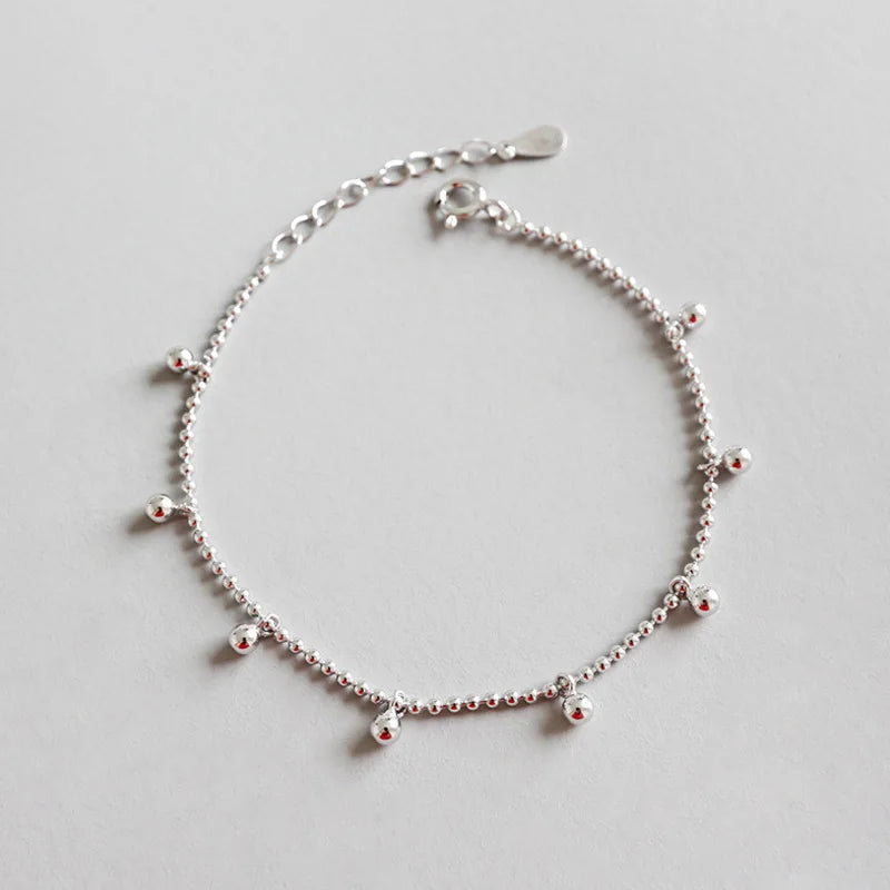 925 Silver Bracelet Minimalist Beads Charms for Women
