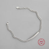 925 Silver Geometric Square Chain Bracelet
