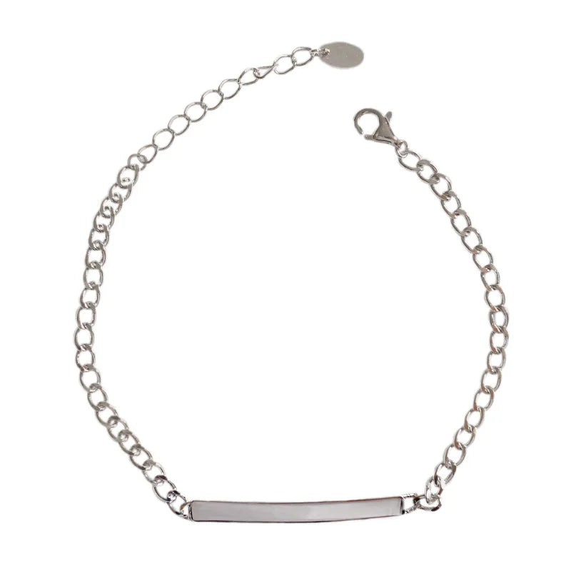 925 Silver Geometric Square Chain Bracelet