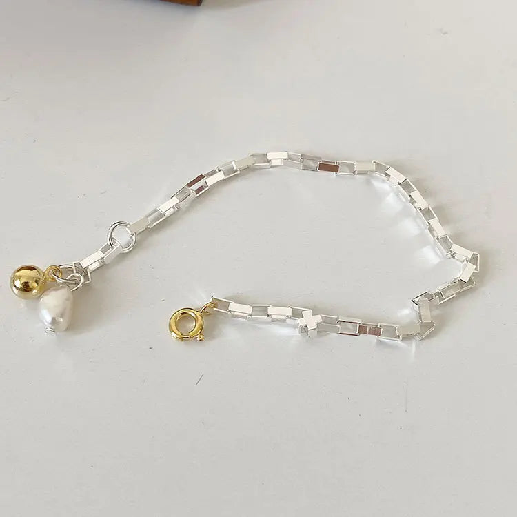 925 Silver Bracelets Women Natural Pearls Chain Fine Jewelry