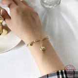 925 Silver Heart Charm Chain Bracelet Gift for Women
