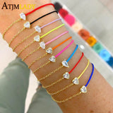 925 Silver Bracelet Women Colorful CZ Hand Chain Fine Jewelry