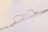 925 Silver Infinity Bracelet with CZ 8 Shape Chain Jewelry Gift